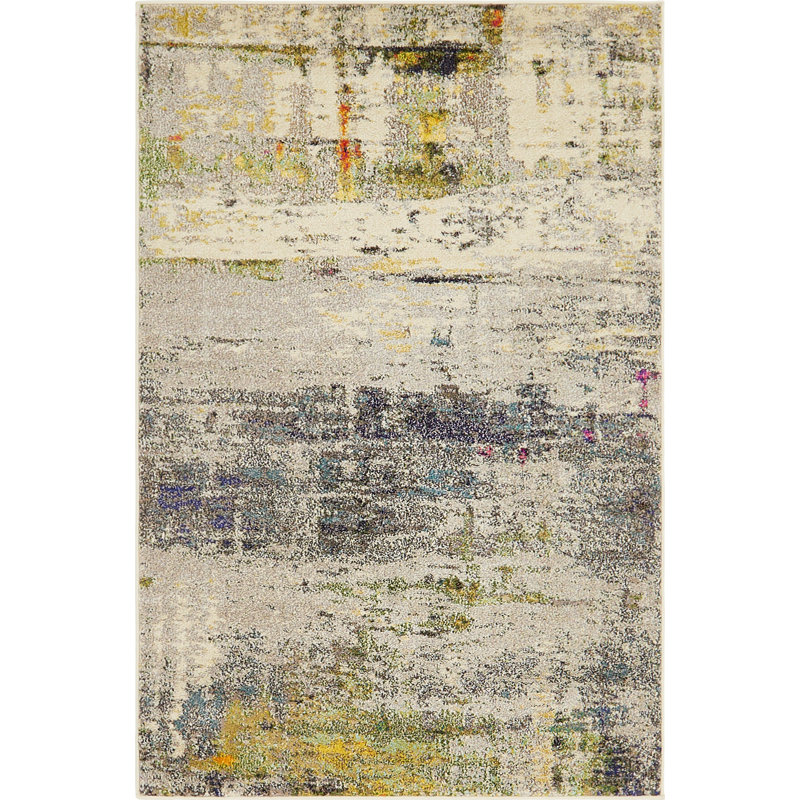 Keimar Washable Abstract Indoor Rug, Rectangle 4'1" x 6'1"