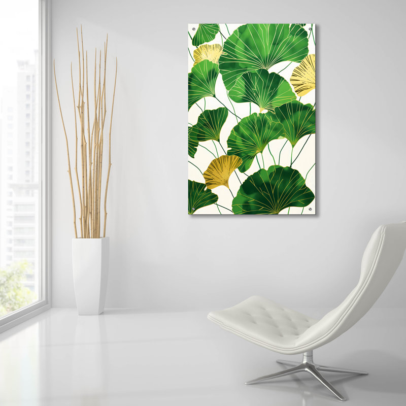 «Leaves Of Green» par Andreas Magnusson, art mural en verre acrylique, H 36 po x l 24 po x P 0,2 po