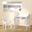 Ensemble de bureau et de chaise pour enfants, table d'étude avec tablettes de rangement, blanc