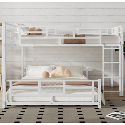 L-shaped Metal Twin over Full Size Bunk Bed