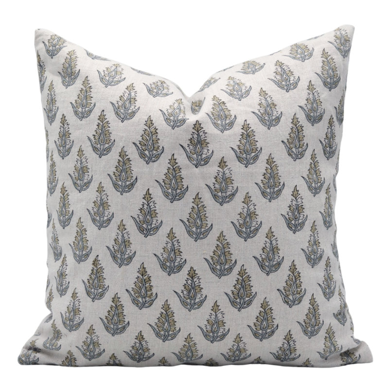 Housse de coussin d'intérieur / extérieur Floral Linen, H 24 po x l 24 po, Kanak Buti Floral, Carré