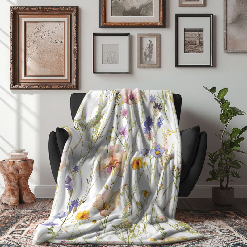Pétales de fleurs sauvages tendres - couverture sherpa de qualité supérieure 1 pièce, Grand lit