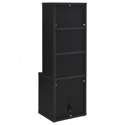 Bibliothèque Geary noire à 3 tablettes USB et tiroir verrouillable
