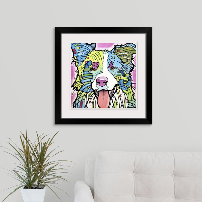 « collie », impression, Cadre noir, H 24 po x l 24 po x P 1 po