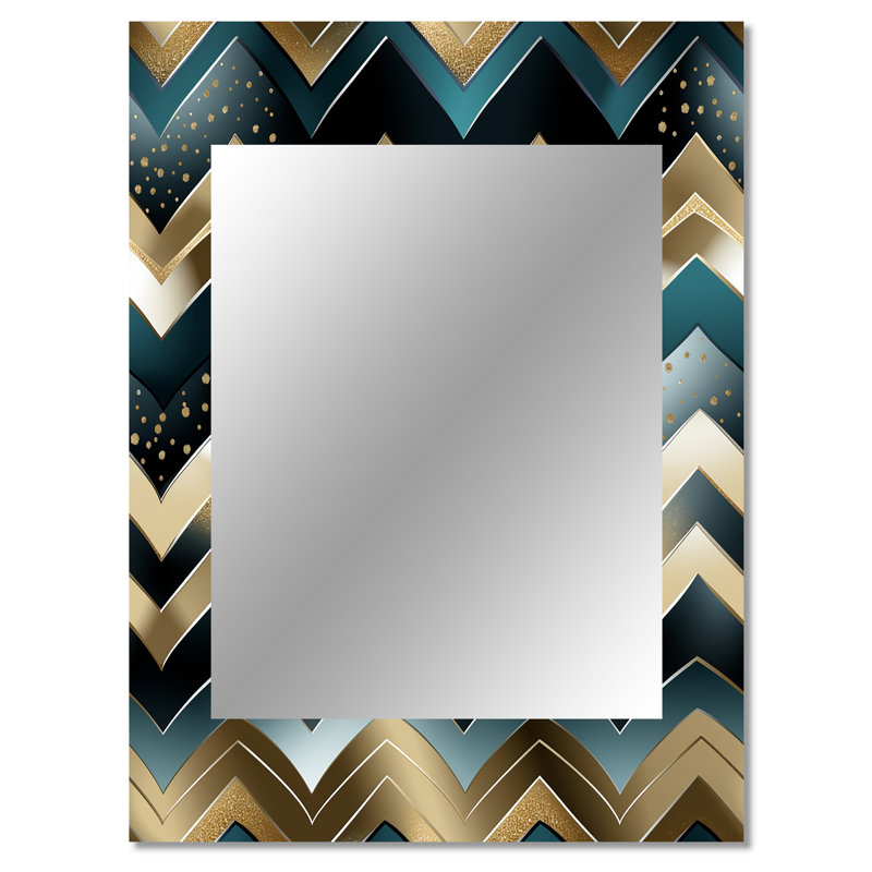 «Wangaratta Metallic Chevron Elegance Patter», miroir mural chevron décoratif, 40 po x 30 po
