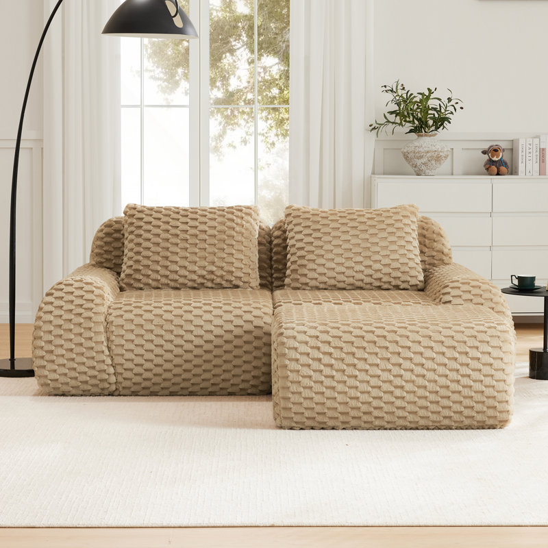 Boneless 82" Modern L-Shaped Modular Sectional Sofa for Living Room,Flannelette Fabric,Oversized 2-Seater Couch,boneless sofa ,Movable Ottoman,Buckle connection,Anti-slip Design,No Assembly