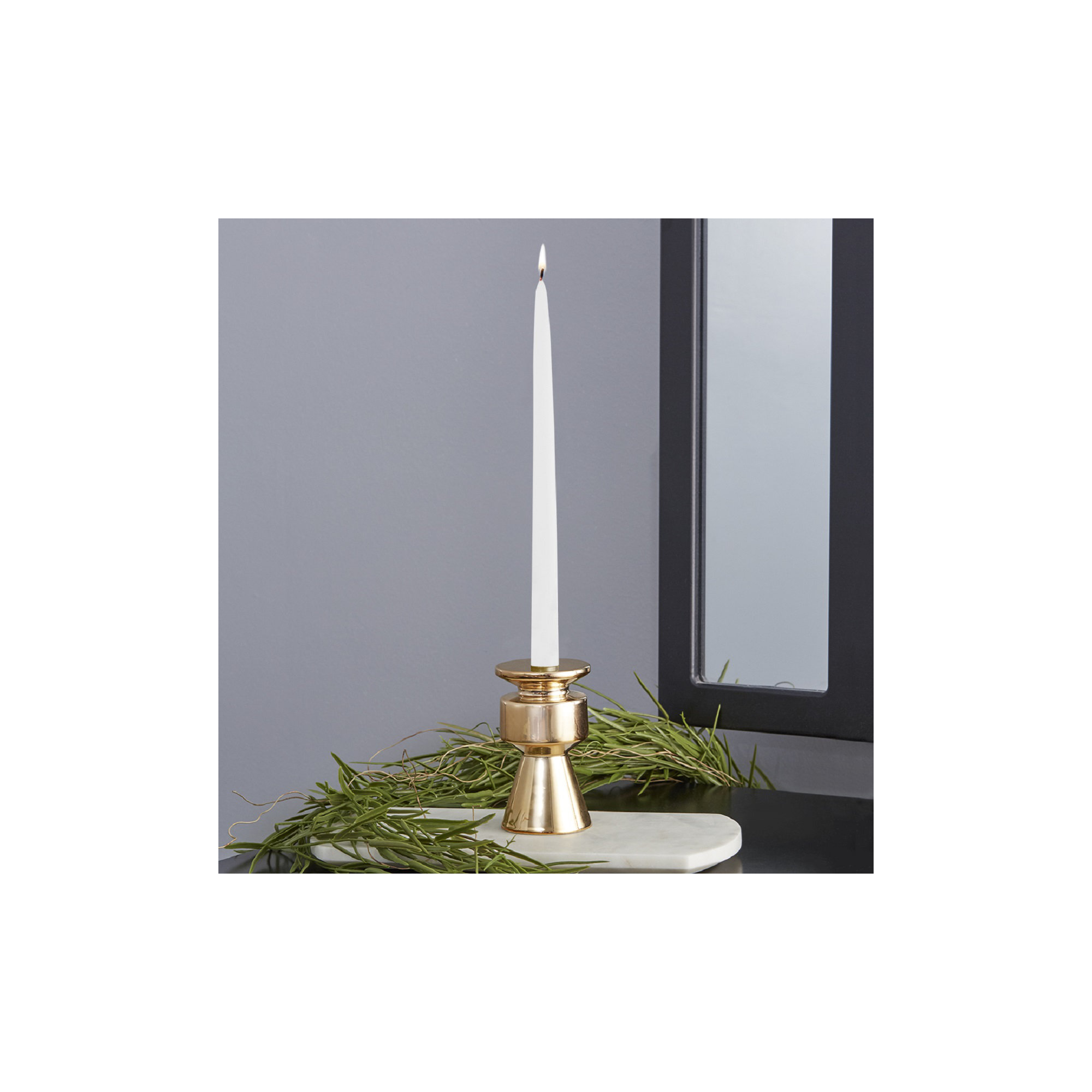 12 Piece Unscented Taper Candle Set, White, 12" H x 0.88" W x 0.88" D