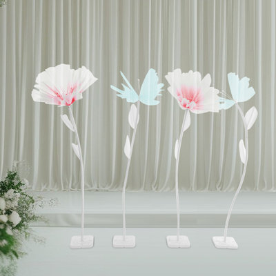4Pcs Artificial Wedding Giant Flowers And Butterflys Decoration