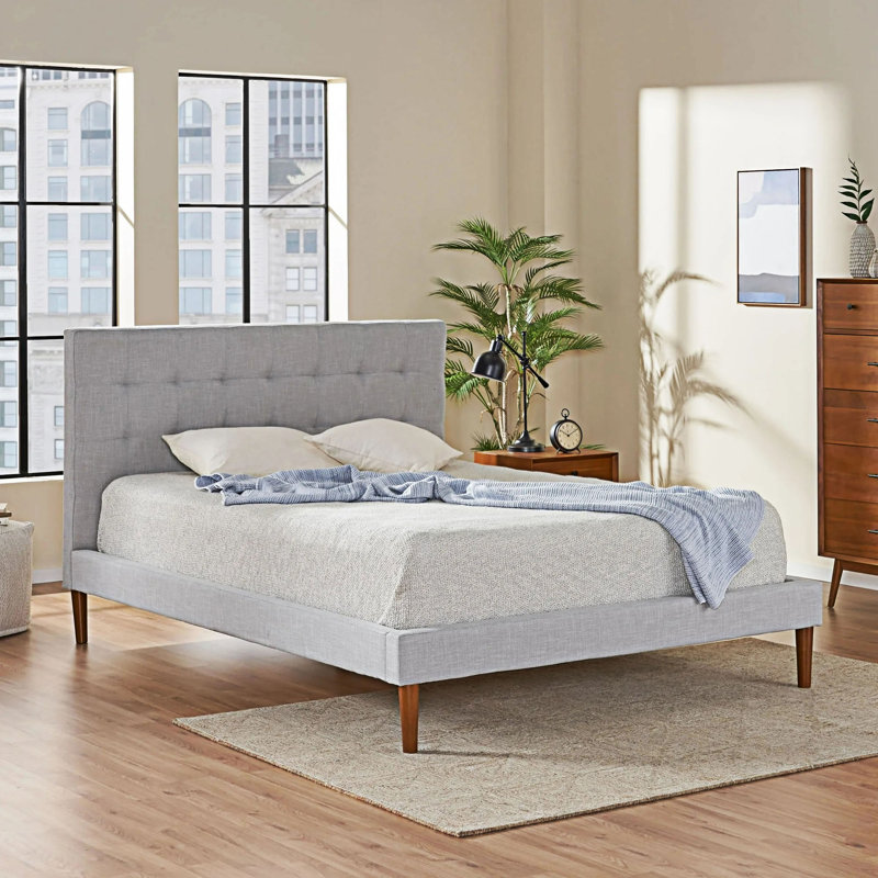Modern Upholstered Platm Bed Frame