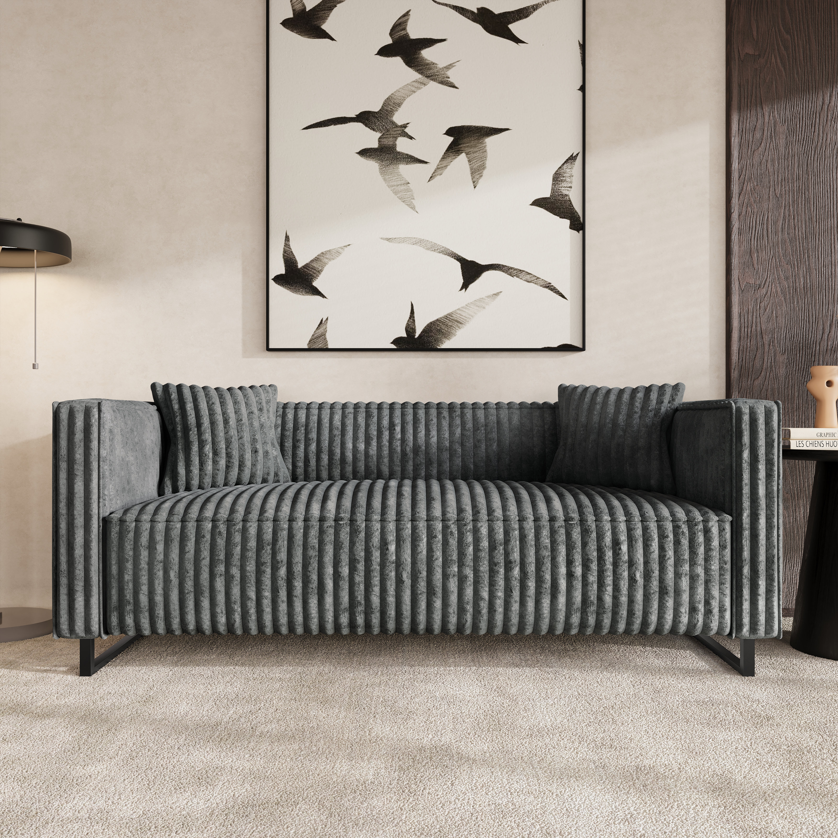 Ebern Designs SOFA IN GREY VELVET | Wayfair