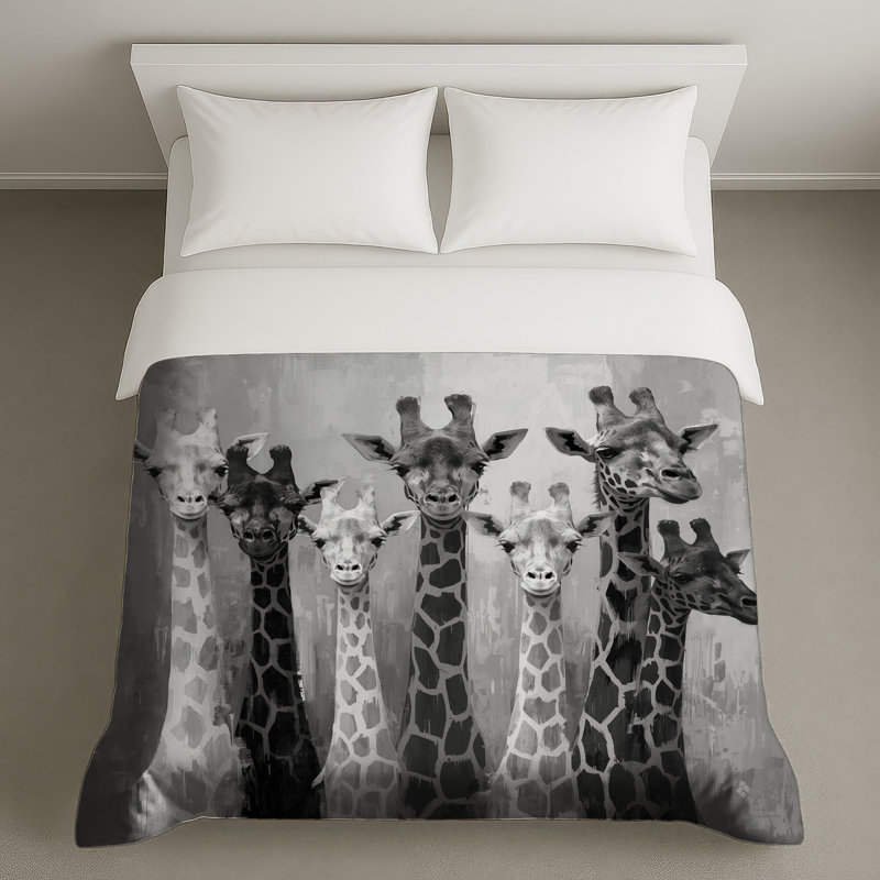 Housses de couette monochrome girafe, Très grand lit