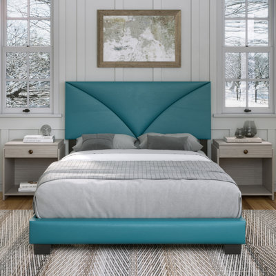 Boyd Sleep Cornerstone Upholstered Faux Leather Platform Bed, Adjustable Height Headboard, Box Spring Required by Boyd Sleep