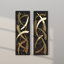 Décoration murale abstraite dimensionnelle en métal avec support en bois noir-2043270854