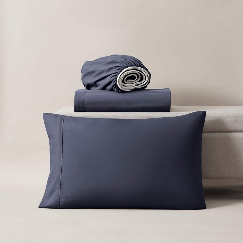 Hotel Collection Soft Breathable Bed Sheet Set with Deep Pocket Fitted Sheet, Navy Blue, Twin XL