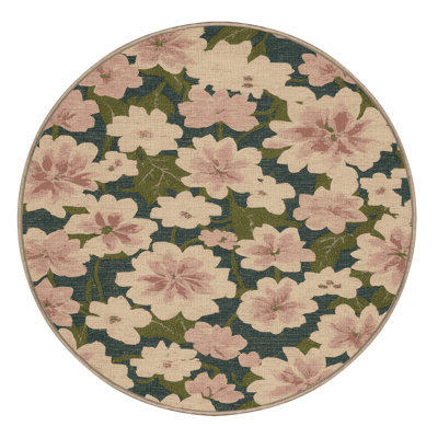 Machine Washable Botanical Brown Area Rug