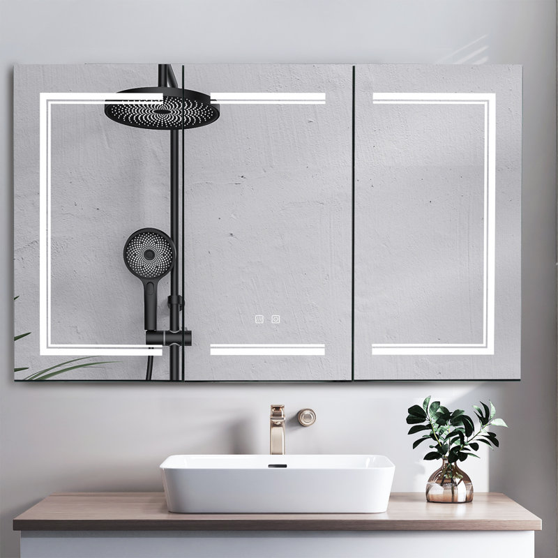 Armoire murale de salle de bain 48 po tricolore, Noir