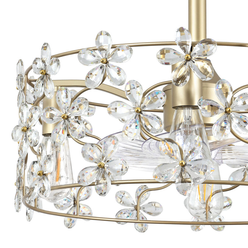 Ventilateur de plafond lustre en cristal 19,7 "avec télécommande et lumière