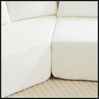 106.3-Inch V-Shaped Modular Sofa Set In Chenille, With Three Throw Pillows And Two Curved Ottomans, Perfect For Living Rooms, Bedrooms, And Offices