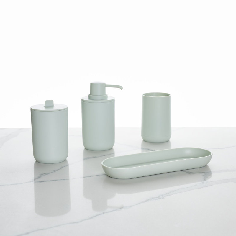 The Cade Bathroom Accessory Set, Green Tint