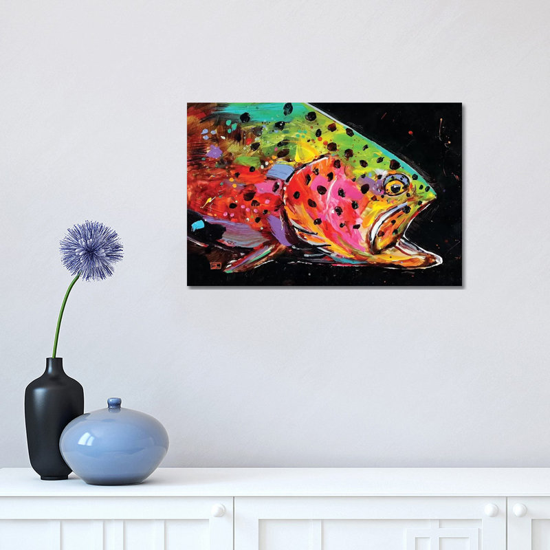 Crazy Trout 1 Piece Wrapped Canvas Painting, 30.48 cm H x 45.72 cm W