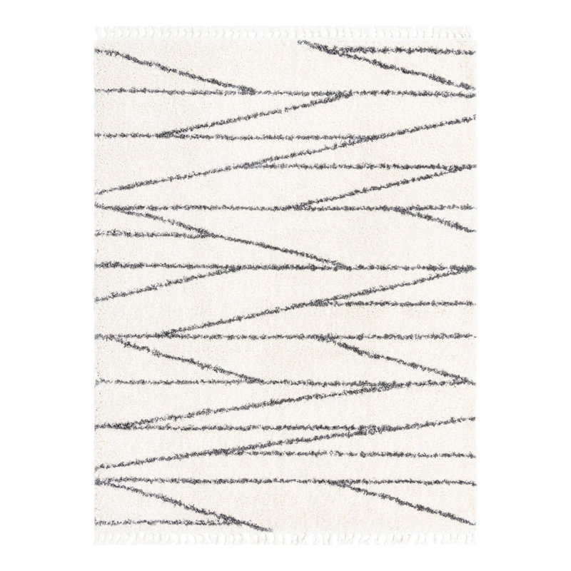 Abrahams Striped Indoor Rug, Rectangle 7'10" x 10'