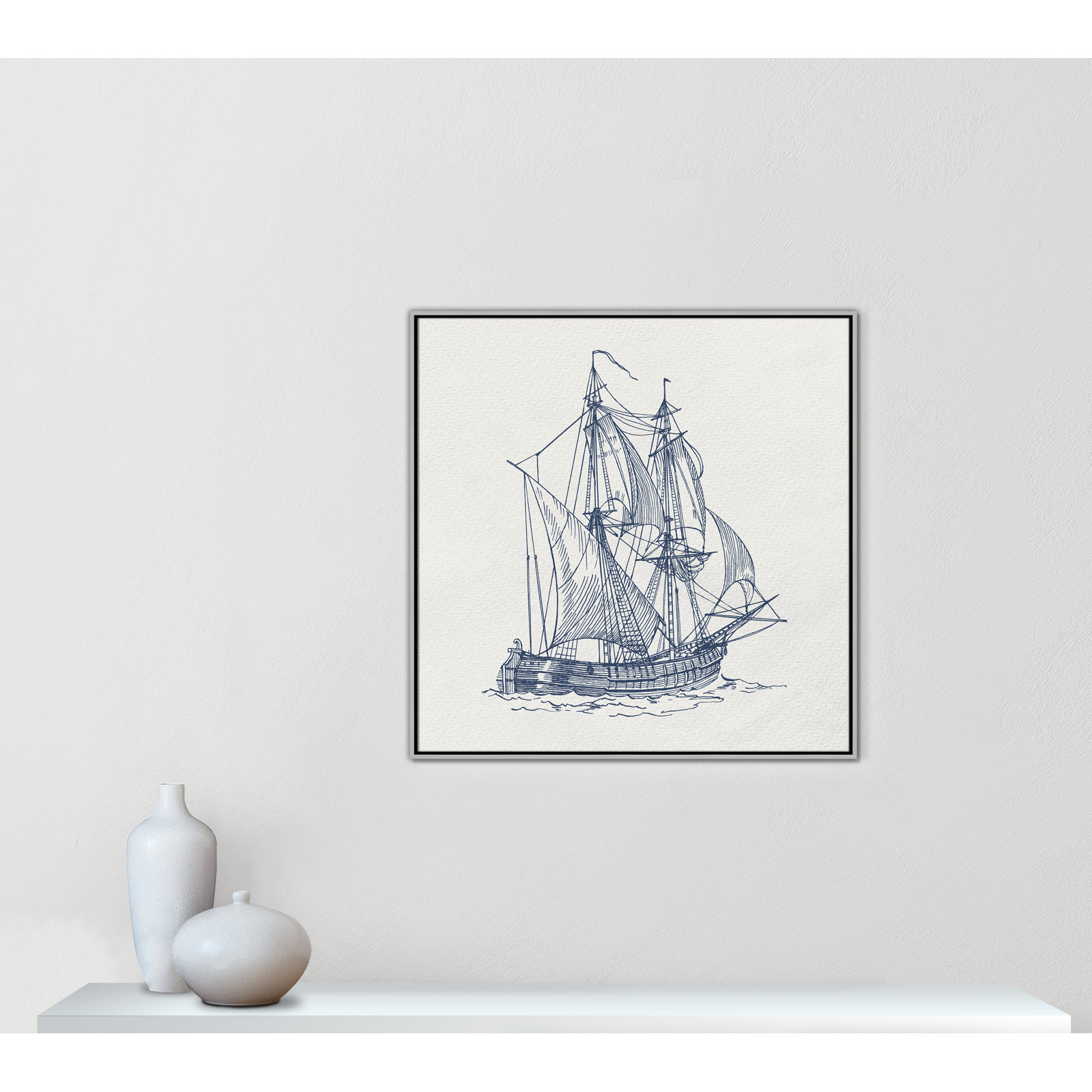 Into the Sea Collection "Into the Sea I" Print, Silver, 37.5" H x 37.5" W