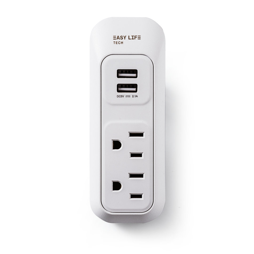 2-Outlet 2-USB Wall Power Strip Easylife Tech