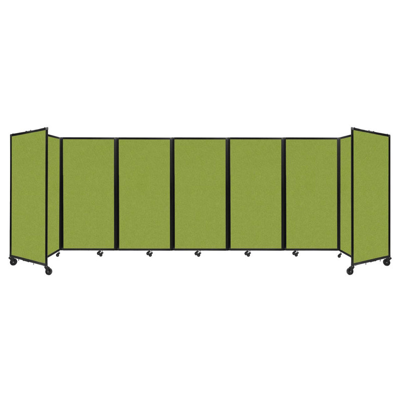 Lime Green Fabric Folding Room Divider with Noise-Reducing Panels