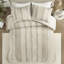 Édredon pour lit double / grand taupe 3 pièces - 100% coton, décoration rayée, rembourrage, garniture, chic visible, lavable en machine