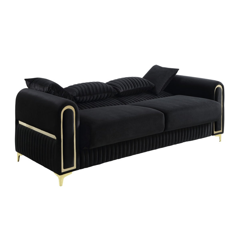 Canapé et causeuse Ruby 2pc en tissu de bouleau noir avec structure en bois de bouleau massif, Canapé, causeuse, Noir