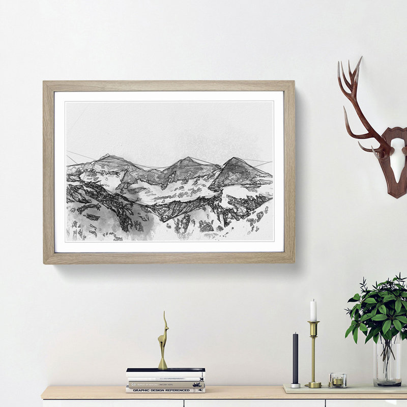 Mountain in Switzerland in Abstract - Framed Print, Oak Framed, 62cm H x 87cm W x 2cm D