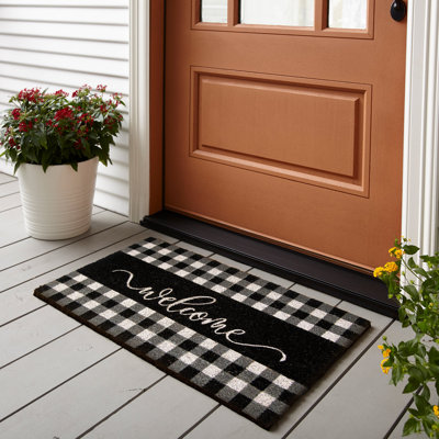 Black and White Check Welcome Mat