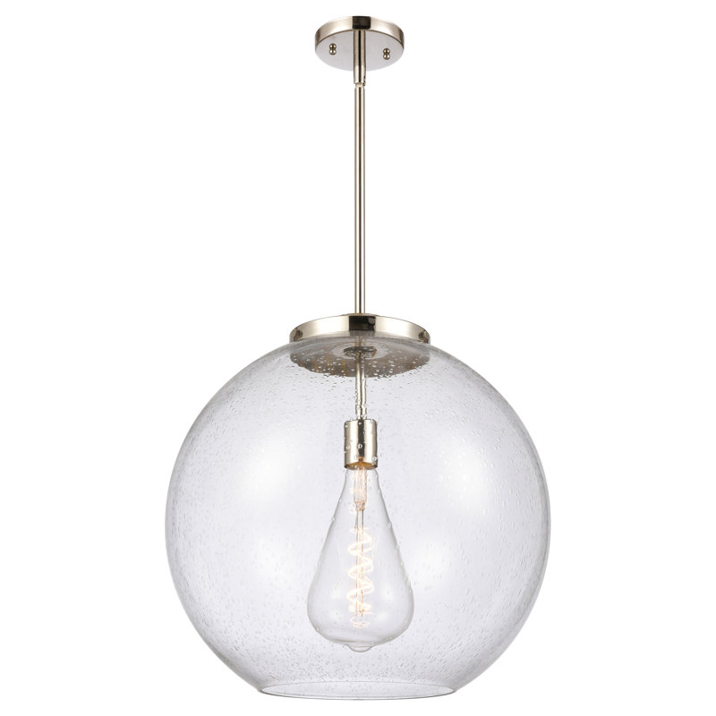 Luminaire suspendu sphère 1 lumière DEL Ralph, Grainé, Nickel poli