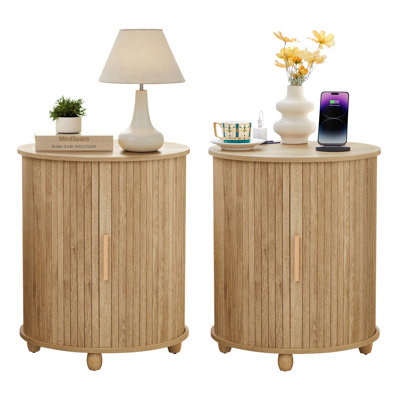 19.52"H Round End Table With Charging Station