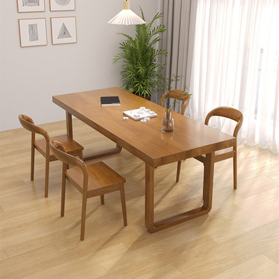 4 - Person Brown Rectangular Solid Wood Dining Table Set