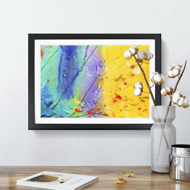 Abstract Art Painting Vol.14 by S.Johnson - Picture Frame Painting Print, 48cm H x 65cm W x 2cm D, Black Framed