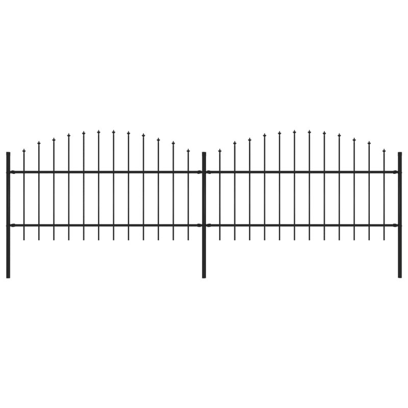 Chambersburg Black Metal Fence Panels, 175cm H x 340cm W x 1.96cm D