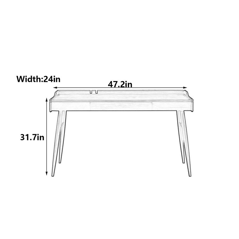 Bureau en bois massif avec tiroir Nordic, H 31,7 po x l 47,2 po x P 24 po