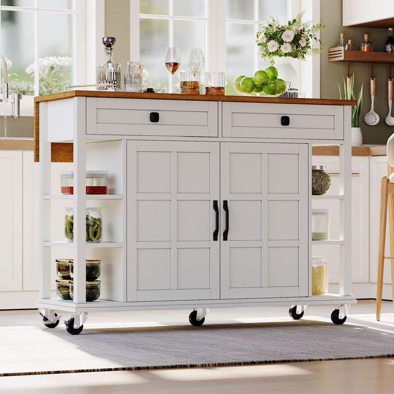 Wood Kitchen Island, White