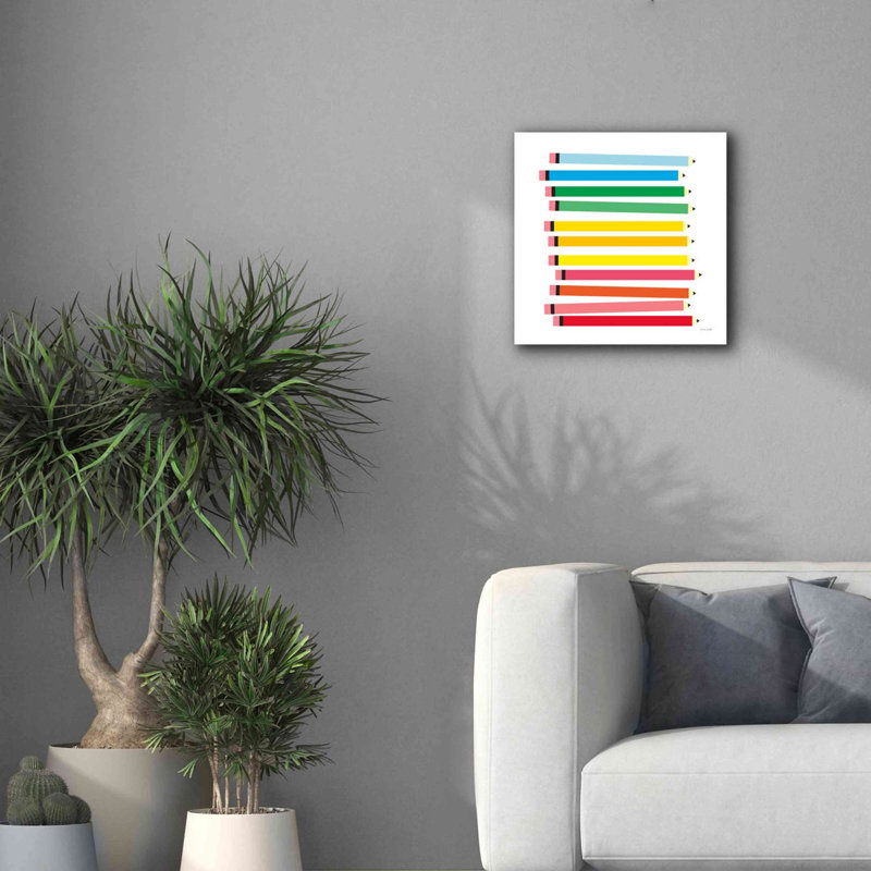 «Colored Pencils» par Ann Kelle Designs, art mural sur toile, H 18 po x l 18 po x P 0,75 po
