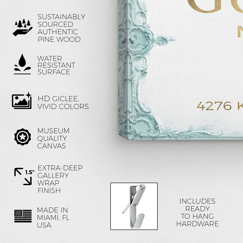 «Milan Sign Aqua», art textuel sur toile, Toile tendue, H 30 po x l 45 po