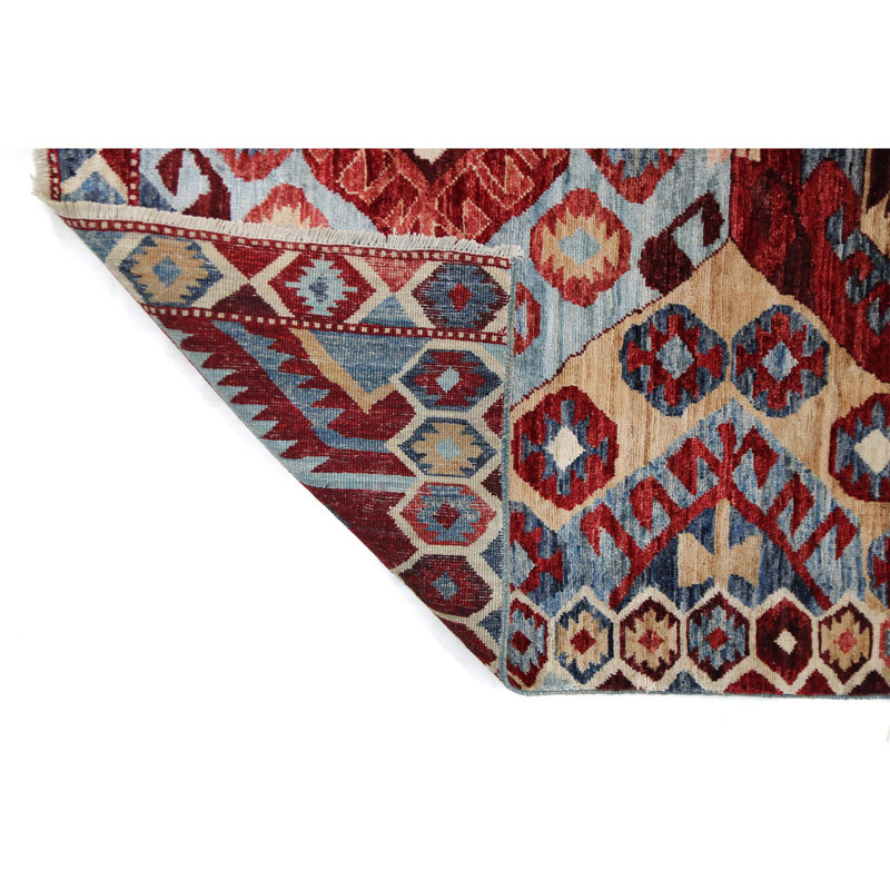 Tapis rouge et ivoire de haute qualité noué à la main