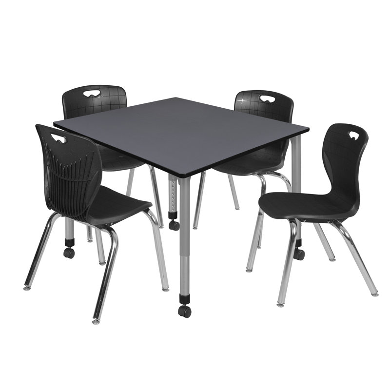 Ensemble de table de salle à manger L 42 po Romig Kee, Noir, Gris, H 34 po x L 30 po x l 30 po