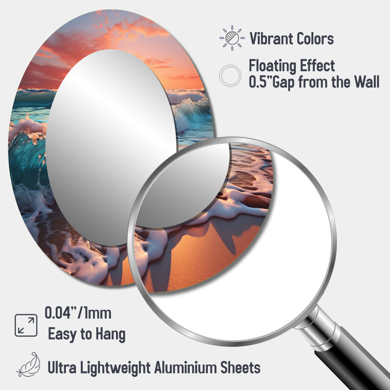 Sunset Horizon IV - Coastal Oval Wall Mirror, 40" x 30"