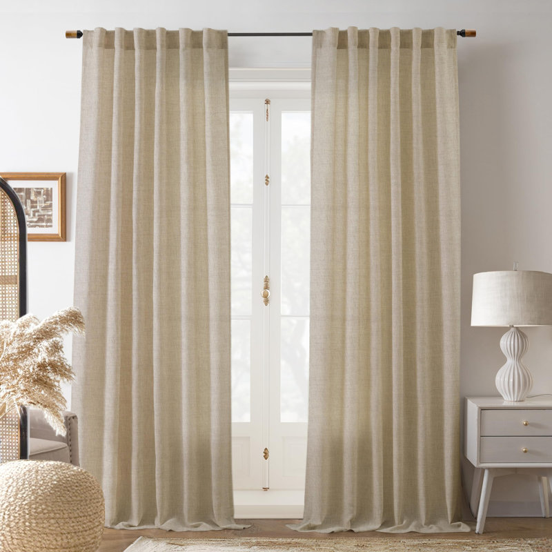 Paire de rideaux semi-transparents avec passe-tringle Janie, Lin clair, L 52 po x L 86 po