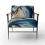 Chaise d'appoint rembourrée et abstraite à motif géométrique abstrait en marbre bleu et or II-1339600656