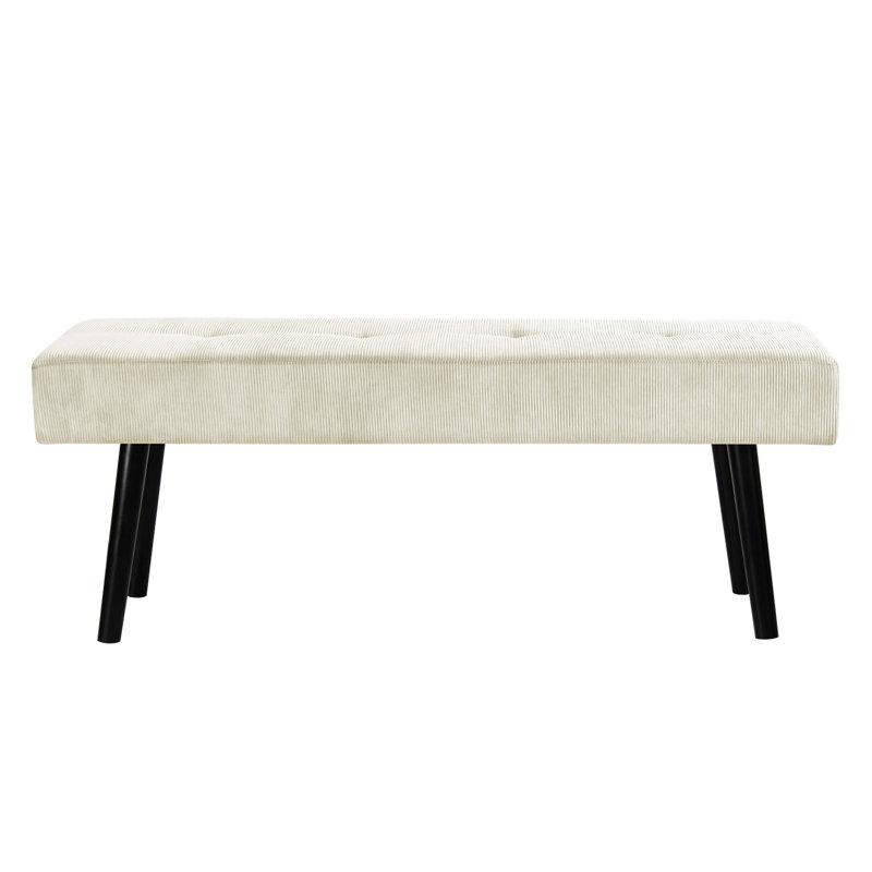 39.4" Corduroy Upholstered Bench, Beige