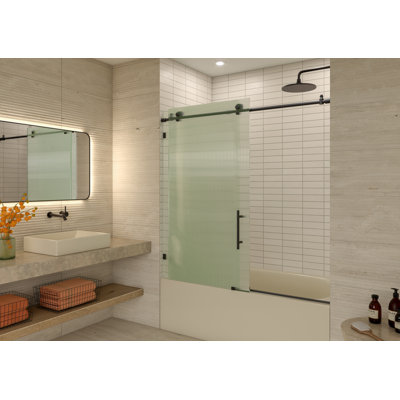 Galaxy 56 - 60 in. x 60 in. Fully Frameless Fluted Sliding Bathtub Door