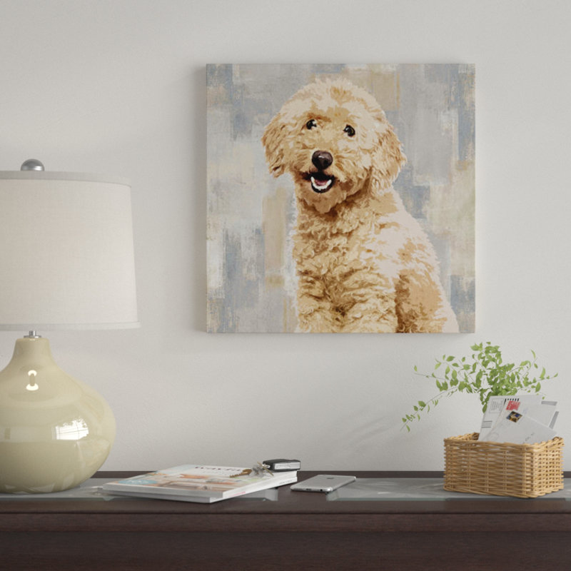 «Poodle», reproduction sur toile, H 12 po x l 12 po x P 0,75 po, Pas de tapis, Toile tendue