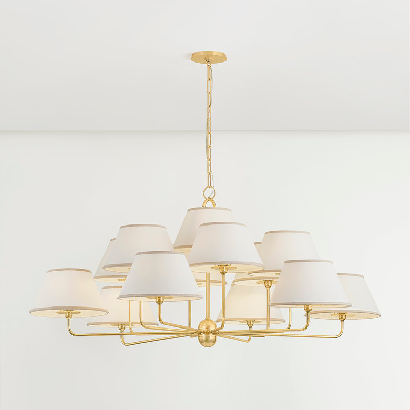 Lustre Durland en laiton vieilli, 13 lumières, 25.75" H x 55" W x 55" D